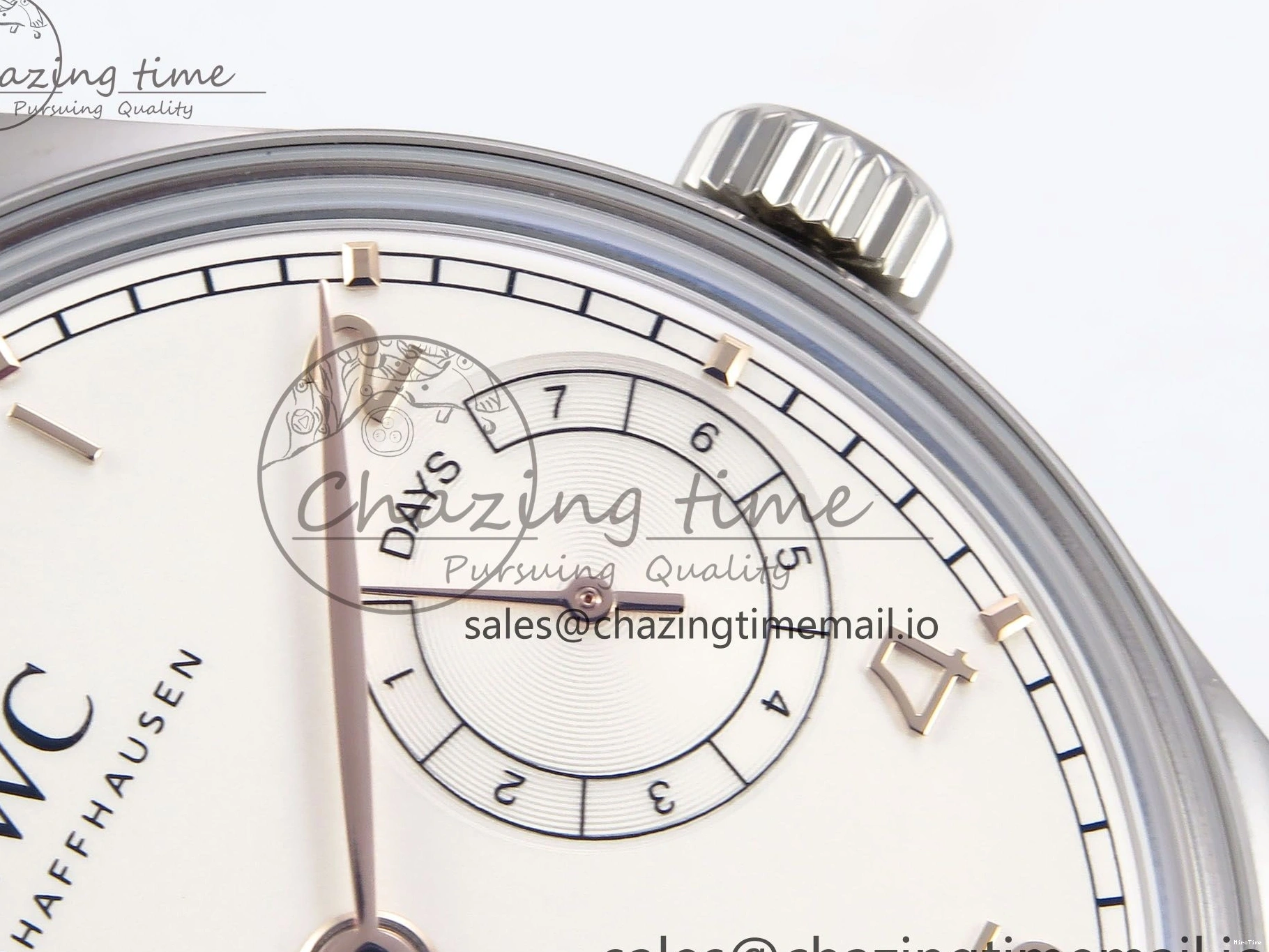 MIROTIME 0302 OnTrend Portugieser Automatic 42mm SS APSF 1:1 Best Edition White RG Dial on Black Leather Strap A 7010